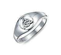 Anello con Sigillo Personalizzato Unisex Antico Vichingo Celtico Nodo dell'Infinito Trinità Triquetra per Donna in Argento Sterling .925 Personalizzabile