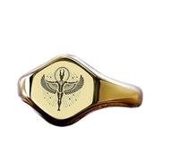 Anello con simbolo della dea Iside a forma esagonale | Argento sterling 925 placcato oro | Gioielli da regalo, anelli con sigillo in stile vintage, gioielli fatti a mano | LK_PDR_01693_5.5