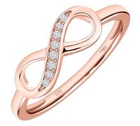 Anello con simbolo dell'infinito e zirconia cubica, placcato in oro rosa, oro giallo e platino, per coppie, per ragazze, con confezione regalo, I, Oro rosa, Zirconie sintetico