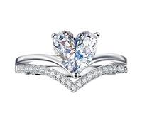 Anello con strass a forma di amore, elegante, geometria, anello pieno di diamanti per donne, misura 5, 11 anelli, acchiappasogni in legno, 11, Metallo, Non pietra preziosa