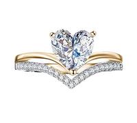 Anello con strass a forma di amore, elegante geometria, anello pieno di diamanti per donne, misura 5, 11 anelli, acchiappasogni in legno (oro, 10)