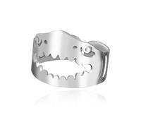 Anello con testa di squalo per giovani uomini, anello aperto a forma di squalo, stile punk alla moda, gioiello per compleanno, Acciaio inossidabile, Nessuna pietra preziosa