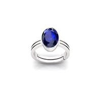 Anello con zaffiro blu da 2,25 ratti da 1,40 carati, non riscaldato e non trattato, pietra preziosa naturale di Ceylon da uomo e-B0DK7JQNHZ, argento, zaffiro creato, Argento, Zaffiro sintetico