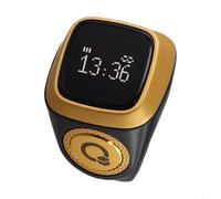 Anello contatore digitale, con display OLED, promemoria tempo di preghiera, impermeabile, Smart Tasbih per avvisi di vibrazione Zikr per musulmani (20 mm nero)