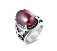Anello Coppia Lui e Lei, Anello Rosso Acciaio Inossidabile Taglia 15 21.6mm Aquila con Agata Rossa Personalized Regalo per Figlia Engagement Gioielli