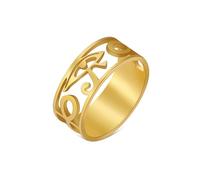 Anello Croce Ankh Chiave della Vita Occhio di Horus Antico Egitto Simbolo di Protezione Amuleto Gioielli Religione Regalo per Donne Uomini (Oro, 10)