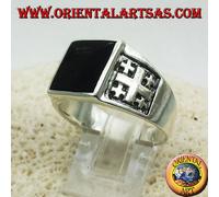 Anello Croce Dei Cavalieri Del Santo Sepolcro Di Gerusalemme con onice e argento