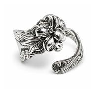Anello Cucchiaio Fiore Giglio Regolabile Placcato Argento Stargazer Floreale ...