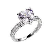 Anello Cuore Elegante Anello Per Le Donne Moda Pieno Zircone Anelli di Rame Per Le Donne Taglia 6 10 Anime Gioielli per Ragazze Teen, 8, Rame, Non pietra preziosa