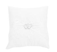 Anello Cushion Hollow Satin Lace Perla Double Heart Wedding Ring Cuscino Avorio Cuscino Bearer per Beach Wedding Party Ceremony