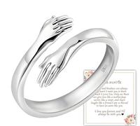 Anello da abbraccio, in argento Sterling 925, per donne e ragazze, per mia figlia, nipote, mamma, sorella, zia, nipote, idea regalo, Argento, Non pietra preziosa
