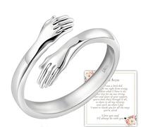 Anello da abbraccio, in argento Sterling 925, per donne e ragazze, per mia figlia, nipote, mamma, sorella, zia, nipote, idea regalo, Argento, Non pietra preziosa