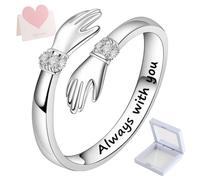 Anello da abbraccio in argento Sterling per la festa della mamma, da donna, regolabile, abbracciare le mani, anello aperto con biglietto, parole incise, simbolo d'amore, protezione spirituale, regalo