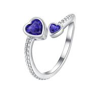 Anello da bambina in argento Sterling 925, con pietra portafortuna regolabile, anello a forma di cuore aperto, costellazione mensile, per adolescenti, figlia, regalo di compleanno, raccoglitore nero 4
