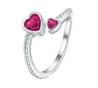 Anello da bambina in argento Sterling 925, con pietra portafortuna regolabile, anello a forma di cuore aperto, costellazione mensile, per adolescenti, figlia, regalo di compleanno, raccoglitore nero 4