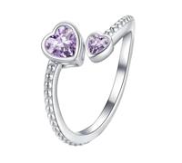 Anello da bambina in argento Sterling 925, con pietra portafortuna regolabile, anello a forma di cuore aperto, costellazione mensile, per adolescenti, figlia, regalo di compleanno, raccoglitore nero 4
