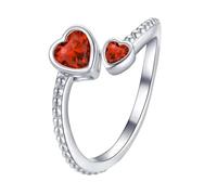 Anello da bambina in argento Sterling 925, con pietra portafortuna regolabile, anello a forma di cuore aperto, costellazione mensile, per adolescenti, figlia, regalo di compleanno, raccoglitore nero 4