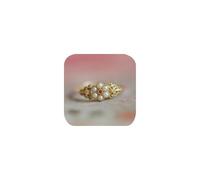 Anello da cocktail a forma di fiore con perle a grappolo vintage, placcato oro 14 carati, impilabile, regolabile, per dichiarazione di anniversario, matrimonio, anello aperto per donne e lei