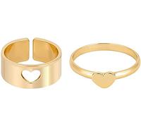 Anello da Dito a Forma di Cuore 2 Pezzi Anello Aperto Abbinato a Forma di Cuore Vintage Anello a Fascia Regolabile Regolabile Carino Adatto Gioielli da Donna Attractive Design
