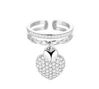 Anello Da Dito Con Apertura Regolabile Alla Moda - Anelli Aperti Con Ciondolo A Cuore Classico, Gioielli Con Anello A Dito Con Ciondolo In Zirconia Cubica Per Ragazze, Uomini, Donne, Regalo Di Compl