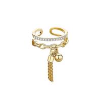 Anello Da Dito Con Apertura Regolabile - Anelli Di Cristallo Con Ciondoli Catena A Maglie Zirconi Con Anelli Aperti Con Ciondolo A Punta, Gioielli Con Anello Da Dito Per Uomo Donna Regalo Per Feste