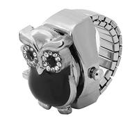 Anello da dito con orologio pieghevole vintage, motivo gufo rotondo, dito al quarzo, per laurea, lega, Carnelian