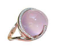 Anello da Dito con Strass intarsiato con Pietra di Luna Sintetica Regalo per Gioielli da Festa di Nozze Anello con Diamante in Pietra di Luna di Cristallo Rosa Europa e America Anello in Oro Rosa 14k