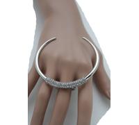 Anello Da Dito Donna Grande Argento Bling Mezza Luna Gioielli Bull Nose Taglia 7