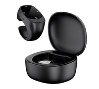 Anello da dito per telefono cellulare, telecomando compatibile con Bluetooth, telecomando per video selfie, voltagine automatico (nero)