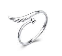 Anello da dito regolabile in argento Sterling con ala d'angelo, per promesse nuziali, per donne e ragazze