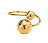 Anello da donna a doppia sfera, in acciaio inox chirurgico, alla moda, regolabile, impilabile, 2 sfere rotonde, anello aperto, comodo, minimalista, geometrico, idea regalo, Metallo, Nessuna pietra