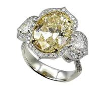 Anello da donna a due tonalità, con zirconia cubica gialla, gioiello alla moda per proposta di fidanzamento, adatto per occasioni quotidiane e speciali