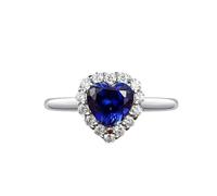 Anello da donna a forma di cuore, anello celebrità da laboratorio in oro bianco 9 K/14 K/18 carati con moissanite, 10 (15,9), Oro bianco 18 carati (750), Moissanite zaffiro da laboratorio Moissanite