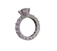Anello da donna a quattro griffe intarsiato con zirconi cubici, elegante fascia per le dita, accessorio delicato per appuntamenti di fidanzamento e banchetti occasioni formali