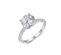 Anello da donna alla moda, anello celebrità migliore amica, rotondo oro bianco con taglio rotondo 3 ct, moissanite platino 950, misura 13 (16,9)