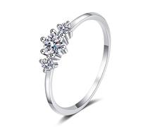 Anello da donna alla moda, anello da donna in oro bianco 3 pietre con taglio rotondo da 0,26 carati, diamante coltivato da laboratorio, 62 (19.7), Oro bianco 18 carati (750), Diamante coltivato da