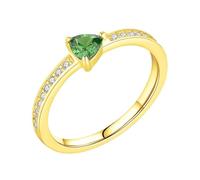 Anello da donna alla moda, anello delicato con taglio a triangolo verde peridoto oro giallo, Oro giallo 14 carati, Peridoto