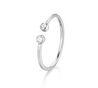 Anello da donna alla moda, anello di promessa per la migliore amica, sottile, rotondo, con gemma in oro rosa 9 carati, 14 (17,2), Oro bianco 9 K, Moissanite