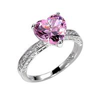 Anello da donna alla moda con cuore e zirconi, anello di fidanzamento o matrimonio in stile occidentale, 9, Metallo, Nessuna pietra preziosa