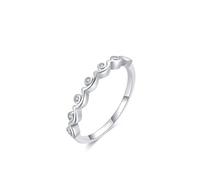 Anello da donna alla moda, semplice, geometrico, argento con taglio rotondo, diamante 9 K, misura 60 (19,1)