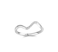 Anello da donna, anelli da donna, in argento con onde irregolari, rotondo, bianco, con zirconia cubica, argento 925, 49, Argento 925/1000, zirconia cubica