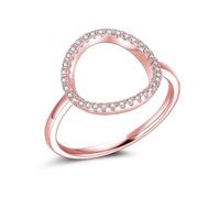 Anello da donna, anelli di corrispondenza con cerchio rotondo con moissanite oro rosa donne per il compleanno, oro rosa 9 K, Moissanite