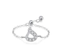 Anello da donna, anello da donna, alla moda, regolabile, con design alfabeto arabo, moissanite rotonda, oro bianco 9 K, misura 50 (15,9)