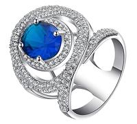 Anello da donna, anello da donna, zirconio, argento, zirconia cubica, rotondo, intarsiato, a quattro artigli, anelli per le donne di Natale, misura 11.5-61.5