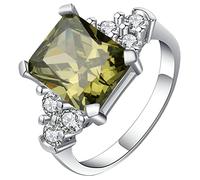 Anello da donna, anello da matrimonio, argento con zirconi verde oliva gioielli anelli regali di compleanno misura 51,5-61,5, 59, Metallo, Zirconie sintetico