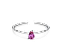 Anello da donna, anello dell'amicizia, delicato cinturino aperto con corindone a forma di pera, argento 9 K, misura 63 (20,1)