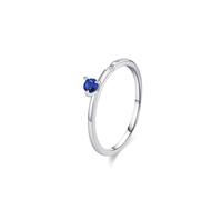 Anello da donna, anello dell'amicizia, semplice lucidato, con taglio rotondo a 3 grpi, 0,1 carati, zaffiro e moissanite 9 carati, oro bianco 9 carati, misura 53 (16,9)