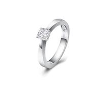 Anello da donna, anello di fidanzamento, anello solitario a 4 denti, con taglio rotondo 1 ct, moissanite, 50 (15,9), Moissanite