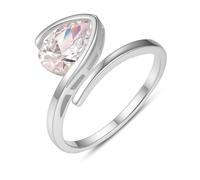 Anello da donna, anello di fidanzamento da donna, set di gocce d'acqua con moissanite da 1,5 carati, oro bianco 18 carati, misura 13 (16,9)