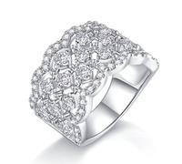 Anello da donna, anello dichiarato, larghezza 14 mm, con moissanite scavata da 1,8 ct, in argento bianco 9 carati, misura 45 (14,3)